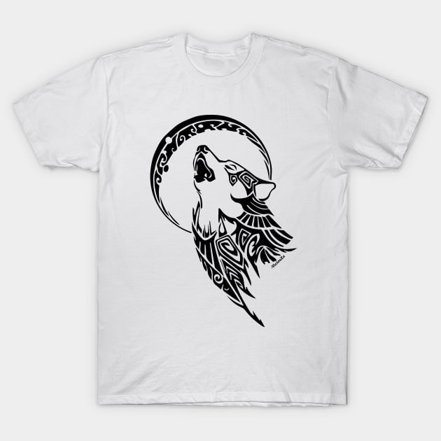 Howling Tribal Wolf T-Shirt by ViciouZz